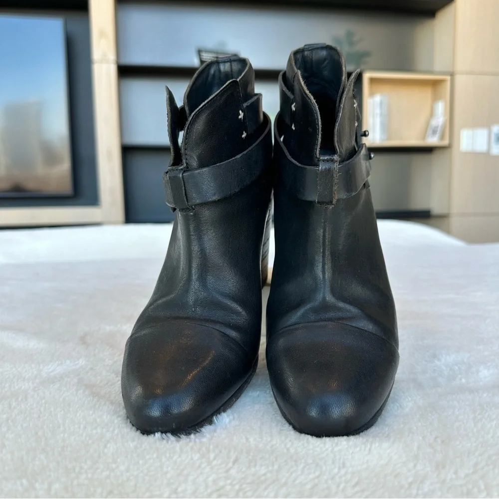 rag & bone 240 mm Kinsey Ankle Black Leather Booties Boots EU 37.5 US 7.5 - Picture 3 of 14